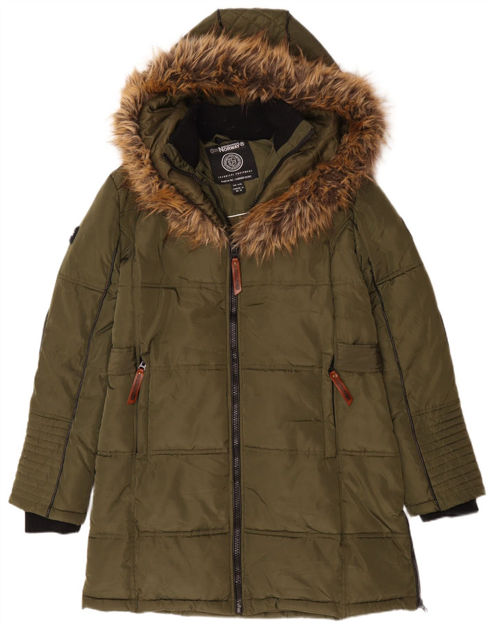 Norvège Veste matelassée à capuche pour femme UK 16 Large Kaki Polyester