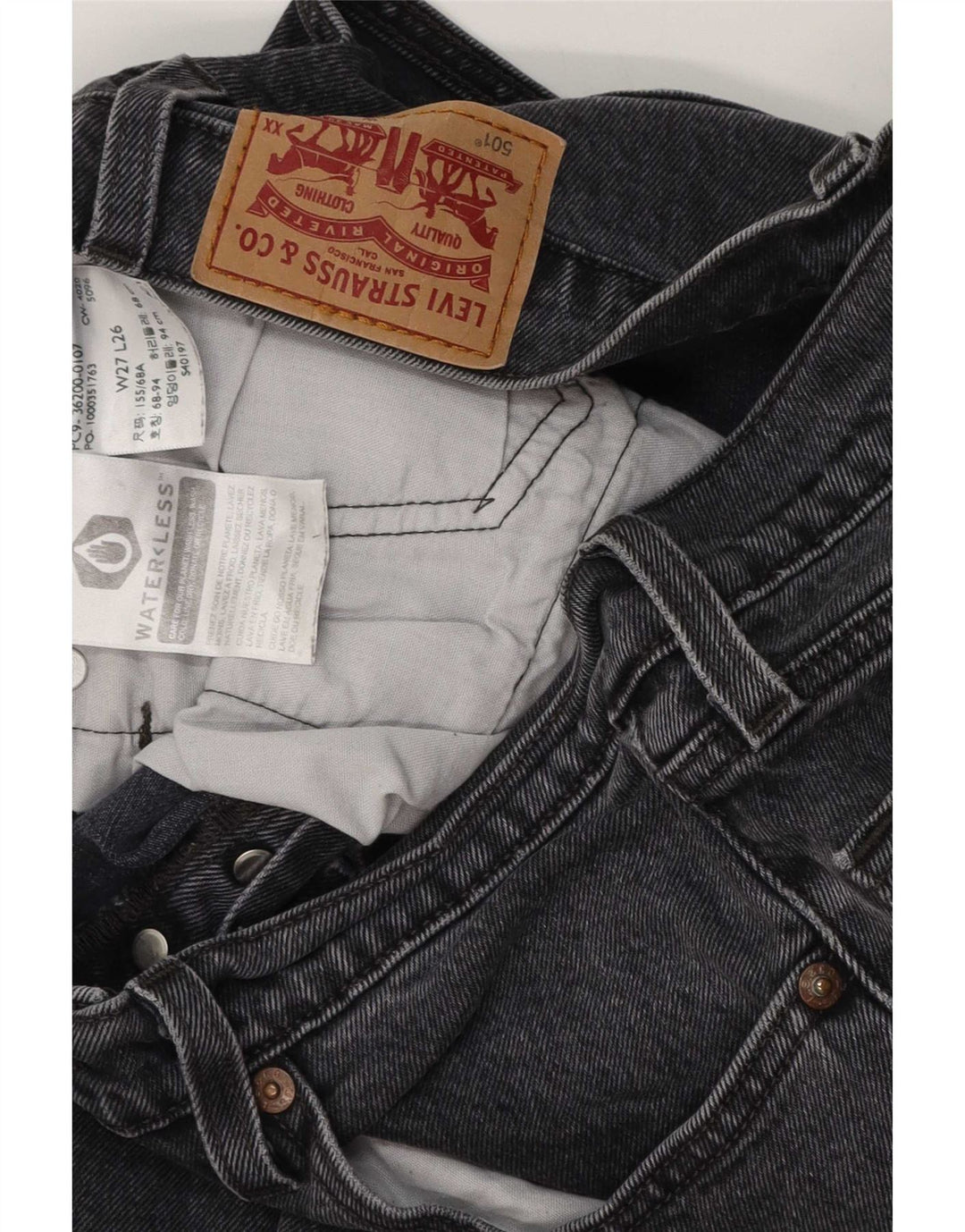 Levi's Jean 501 Crop Straight Femme W27 L26 Gris Coton