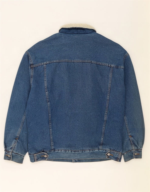 vintage Mens Loose Fit Sherpa Denim Veste UK 38 Coton Bleu Moyen