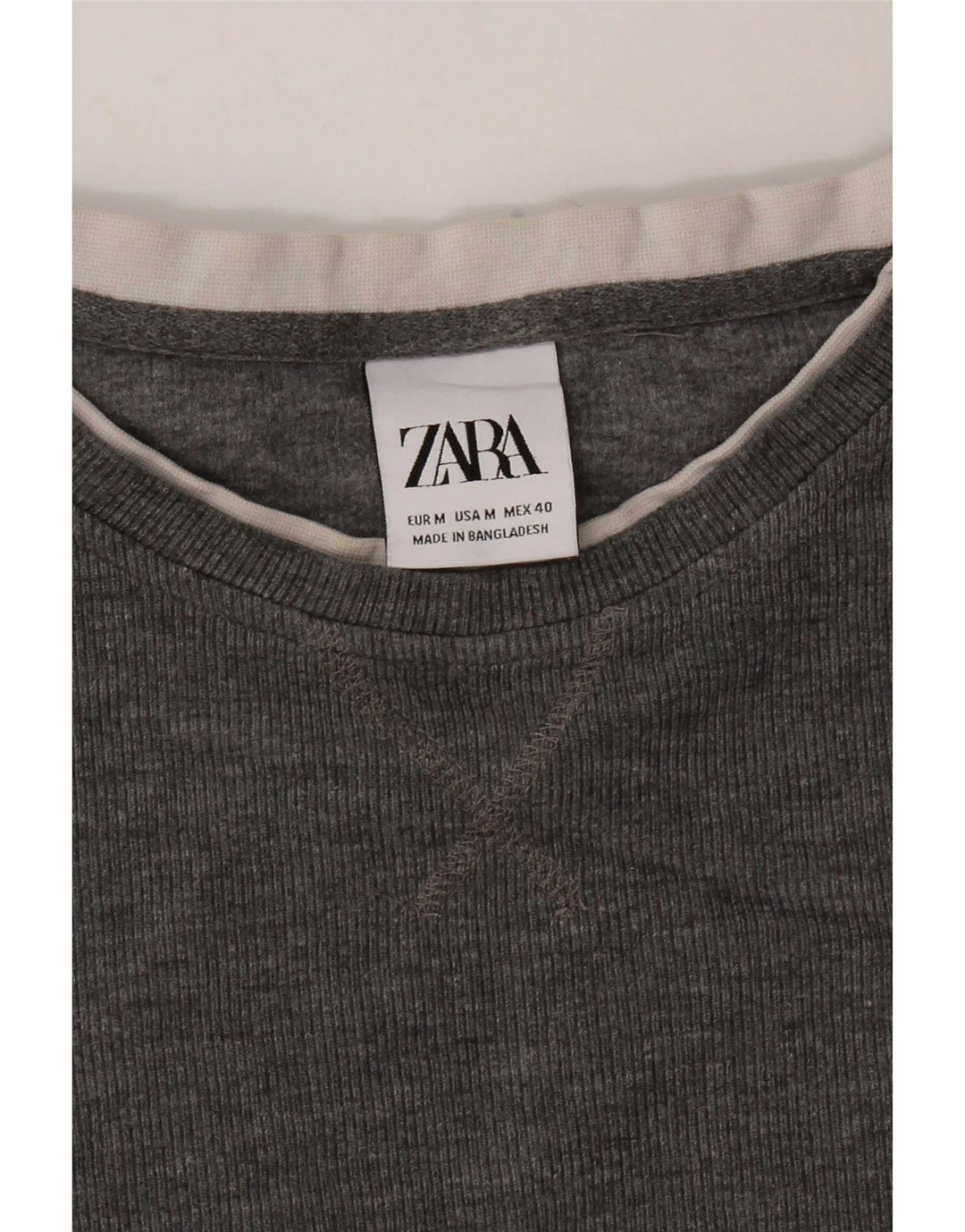 Zara Femme Top Manches Longues UK 12 Gris Moyen