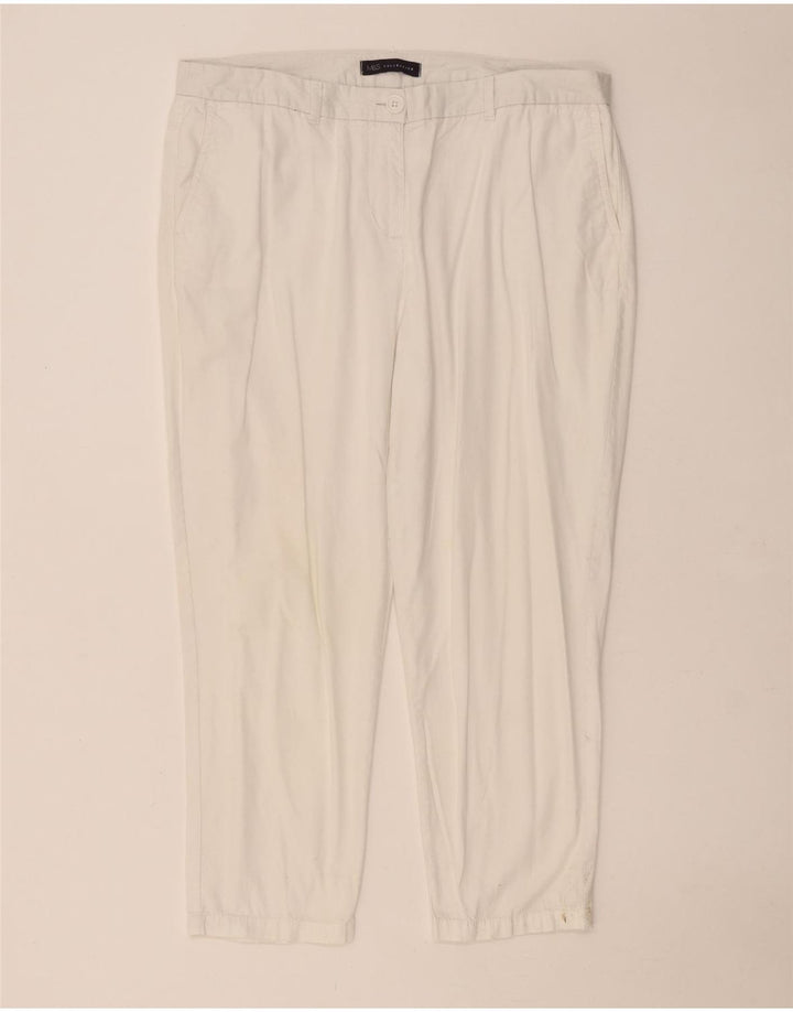 Marks & Spencer Pantalon court pour femme UK 14 Large W36 L24 Blanc