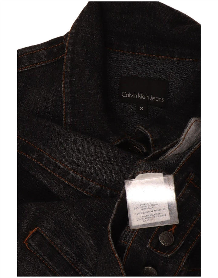 Calvin Klein Veste en jean crop pour femme UK 10 Petit coton gris