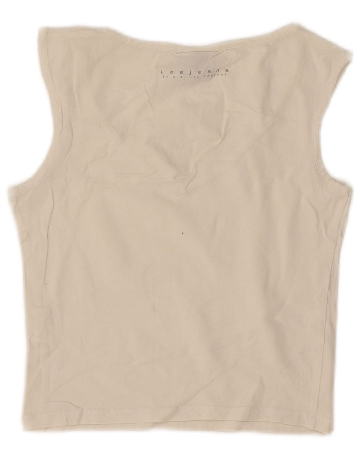 Lee Débardeur court pour femme UK 44 Large en coton blanc cassé