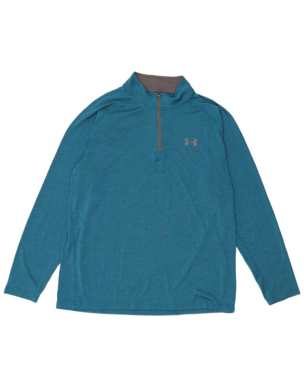 Under Armour Haut de Survêtement Heat Gear Zip Neck Pull Homme Bleu Moyen