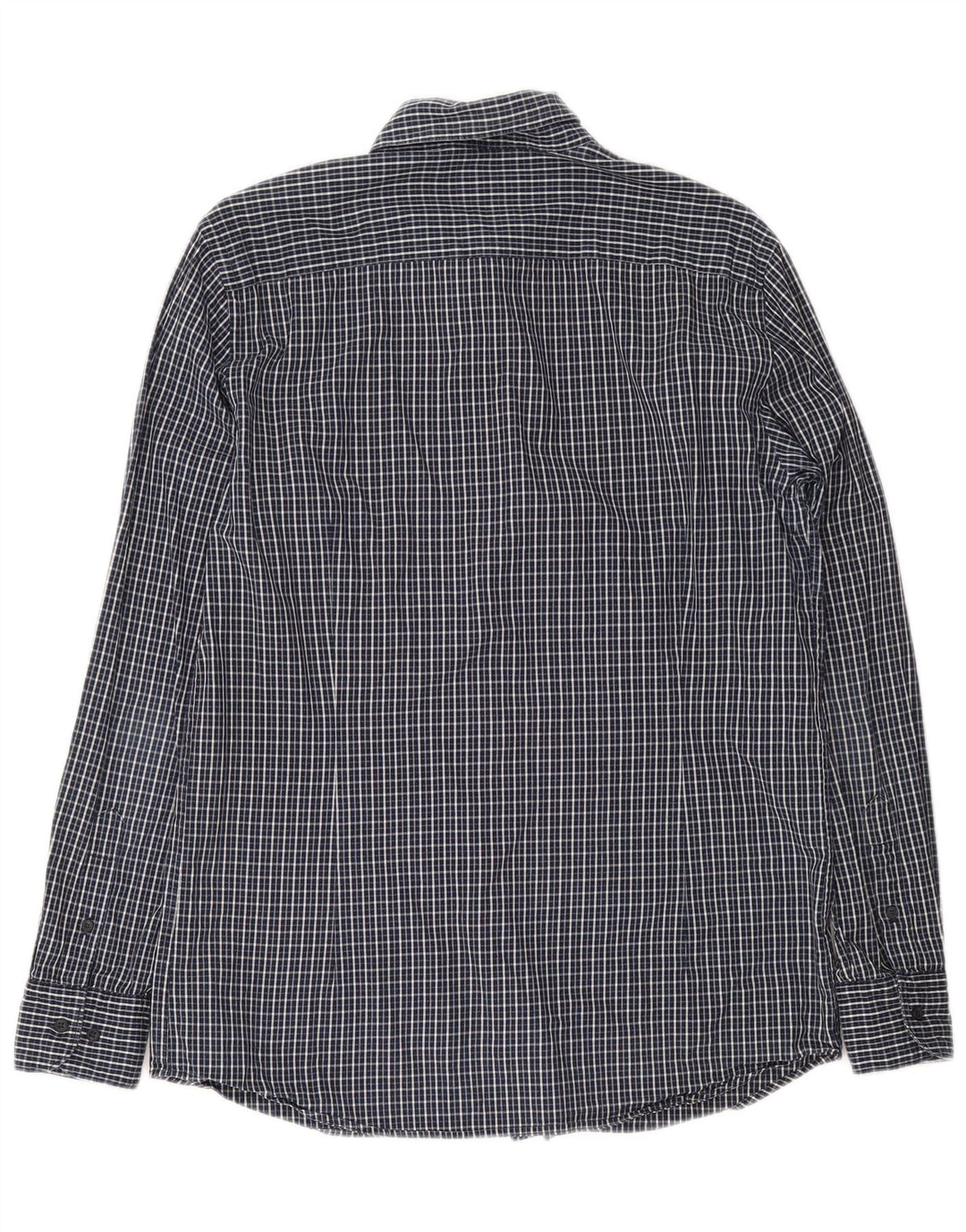 Massimo Dutti Chemise Homme Grand Carreau Bleu Marine Coton