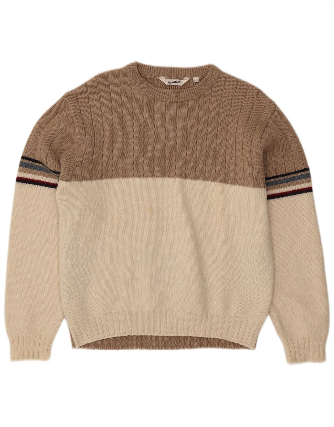 Paul Smith Pull à col rond pour homme en laine color block beige