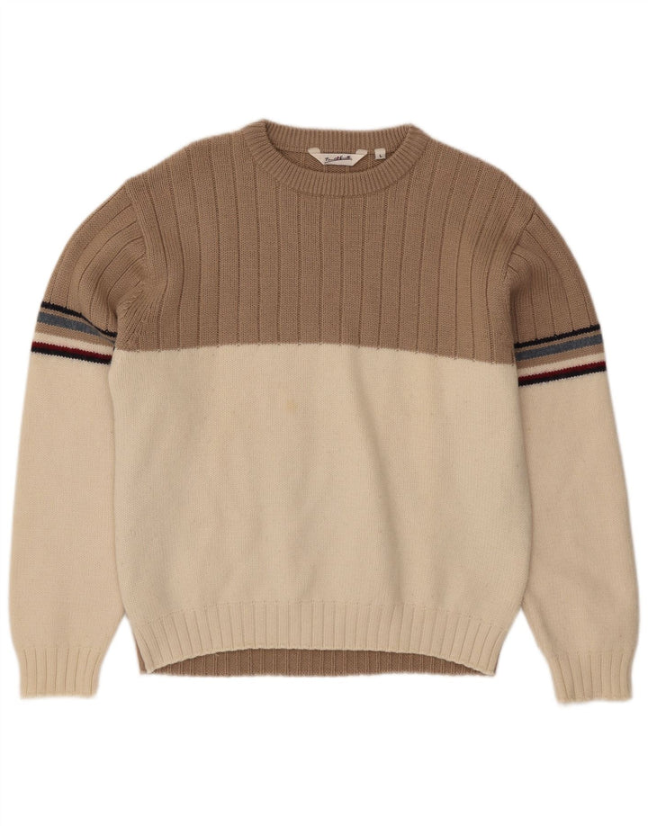 Paul Smith Pull à col rond pour homme en laine color block beige