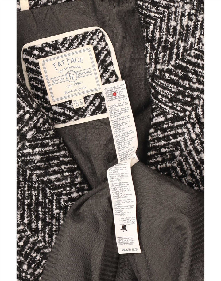 Fat Face Pardessus coupe ample pour femme UK 44 Grand noir à chevrons classique