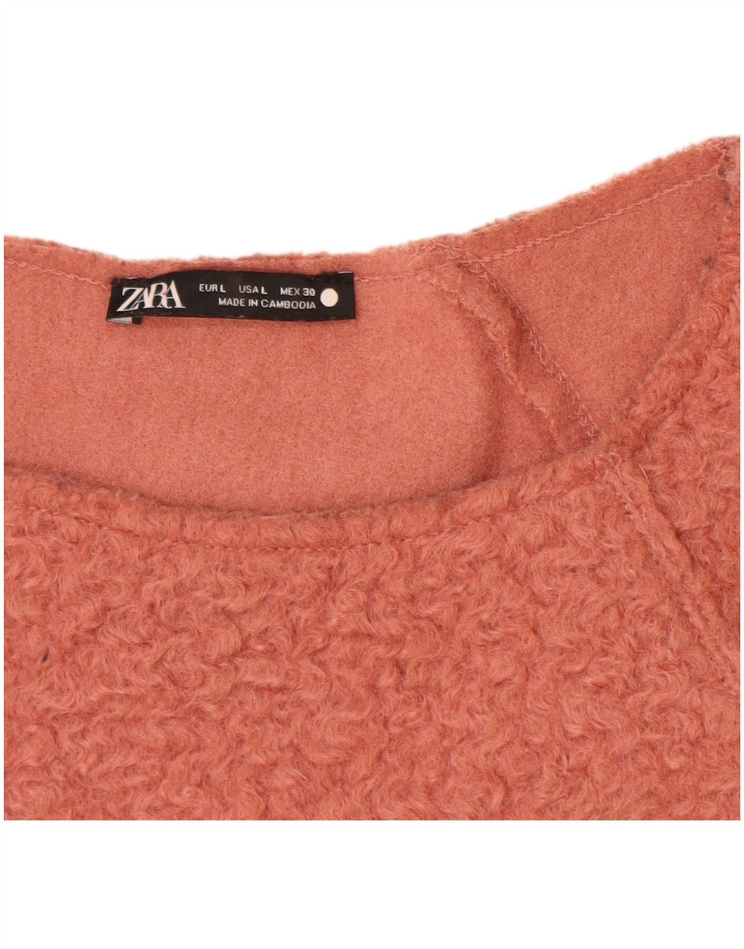 Zara Pull surdimensionné à col bateau pour femme UK 16 Large Rose Polyester