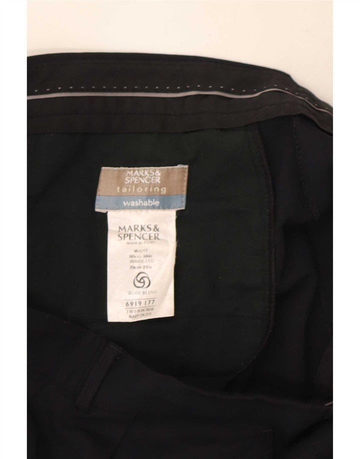 Marks & Spencer Pantalon de costume pour homme W34 L31 Bleu marine Polyester