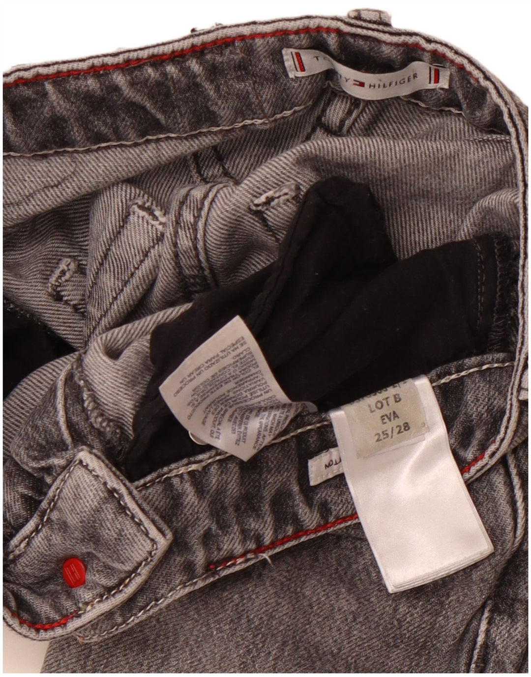 TOMMY HILFIGER Jean Fuselé Eva Taille Haute Femme W25 L25 Gris Coton