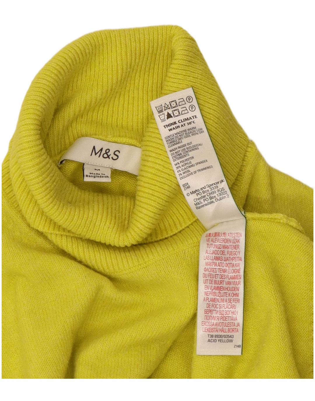 Marks & Spencer Pull col roulé pour femme UK 14 Jaune moyen