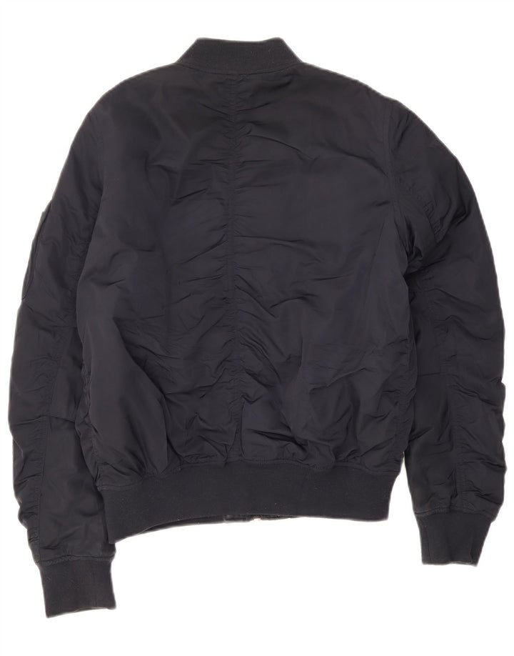 Topshop Veste Bomber Femme UK 12 Medium Bleu Marine Polyester
