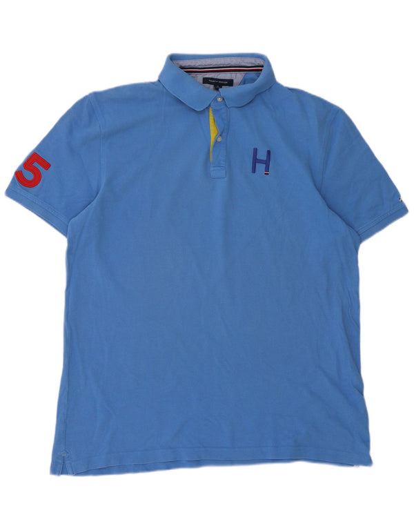 Tommy Hilfiger Polo graphique sur mesure pour homme XL en coton bleu