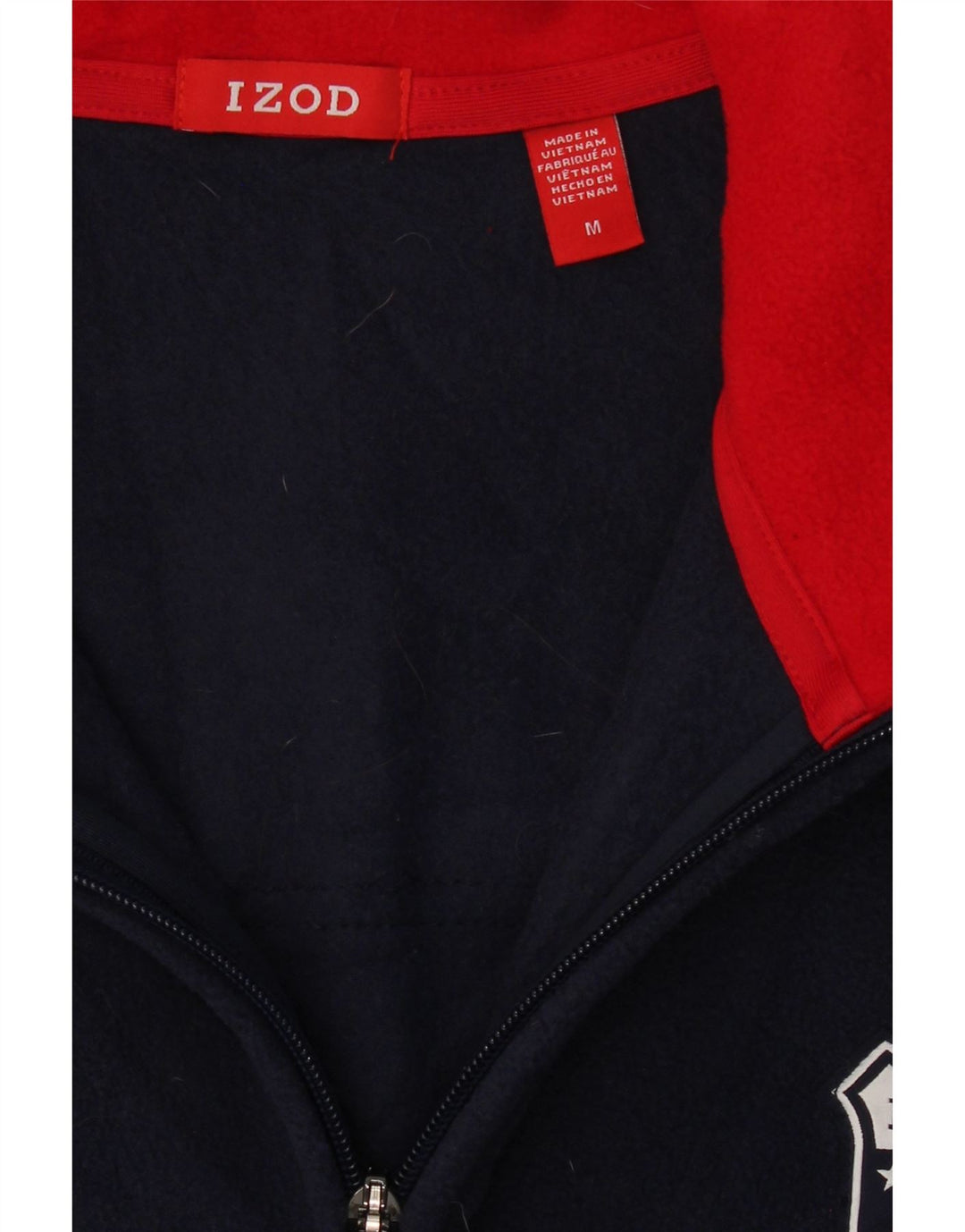 IZOD Mens Fleece Jacket UK 38 Medium Navy Blue Colourblock Polyester Vintage Izod and Second-Hand Izod from Messina Hembry 