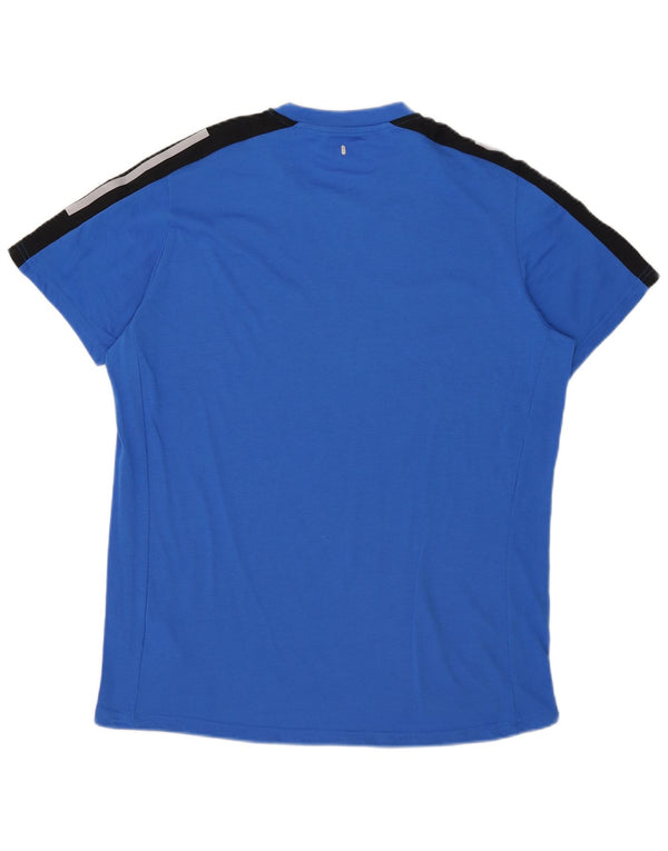 Adidas Mens Aeroready Graphic T-Shirt Top Large Blue Colourblock Polyester