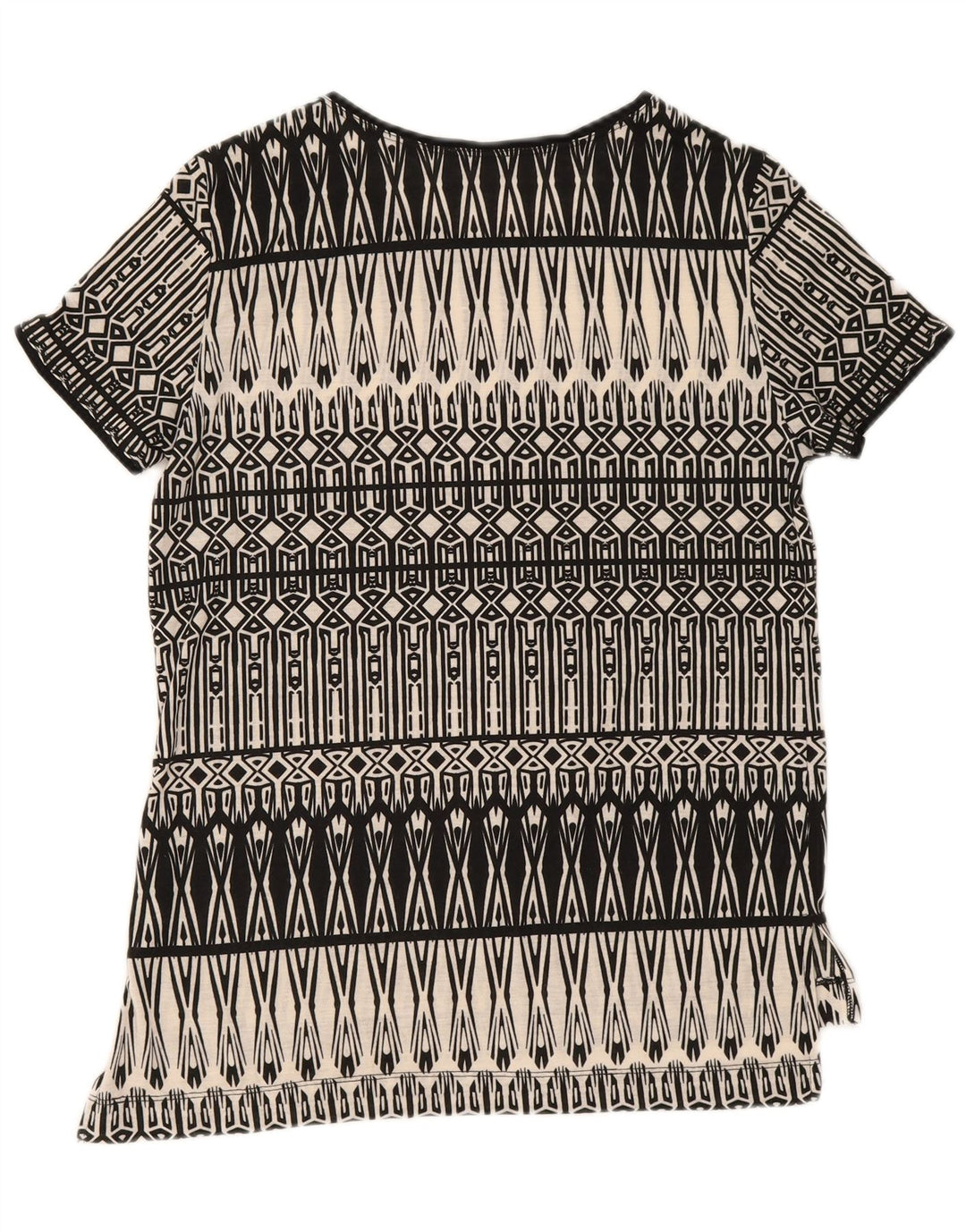 Oasis T-Shirt Femme Top UK 10 Petit Noir Géométrique