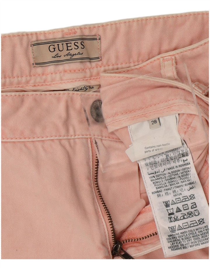GUESS Short Chino Taille Basse Femme W28 Coton Rose Moyen