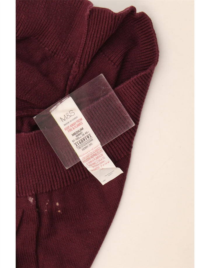 Marks & Spencer Pull à col rond pour homme en coton bordeaux moyen