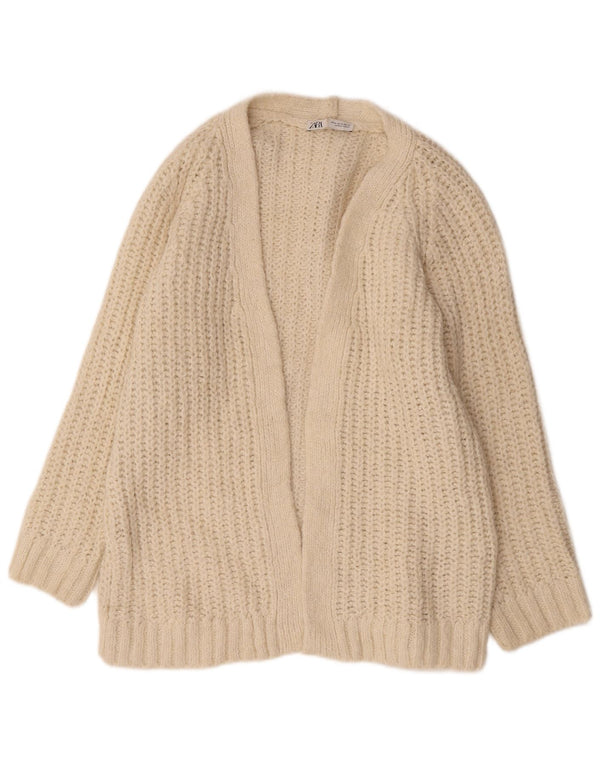 Zara Pull cardigan ouvert surdimensionné pour femme UK 14 Acrylique beige moyen
