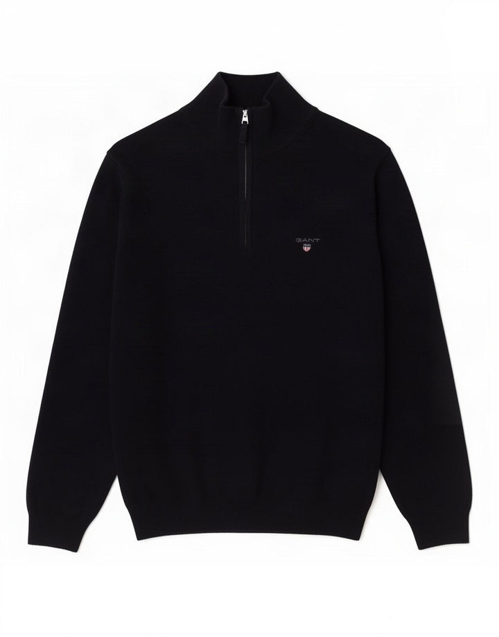 Gant Pull Col Zippé Homme Bleu Marine Moyen Laine