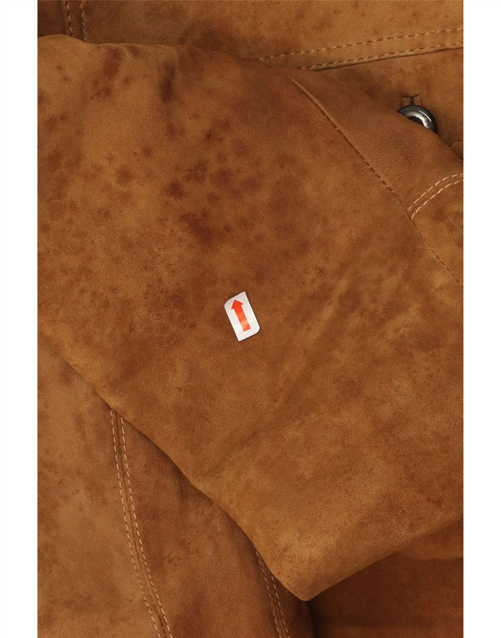 vintage Mens Suede Bomber Jacket UK 38 Brun Moyen