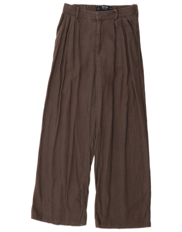 Hollister Pantalon Livvy taille haute pour femme, jambe large, petit W26 L29, gris