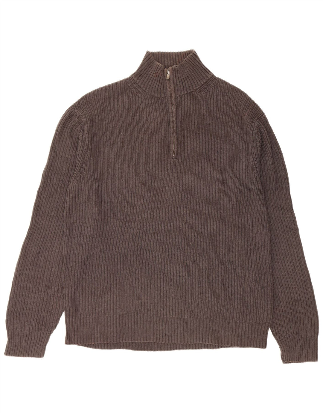 CALVIN KLEIN Pull à col zippé pour homme Large Gris Coton