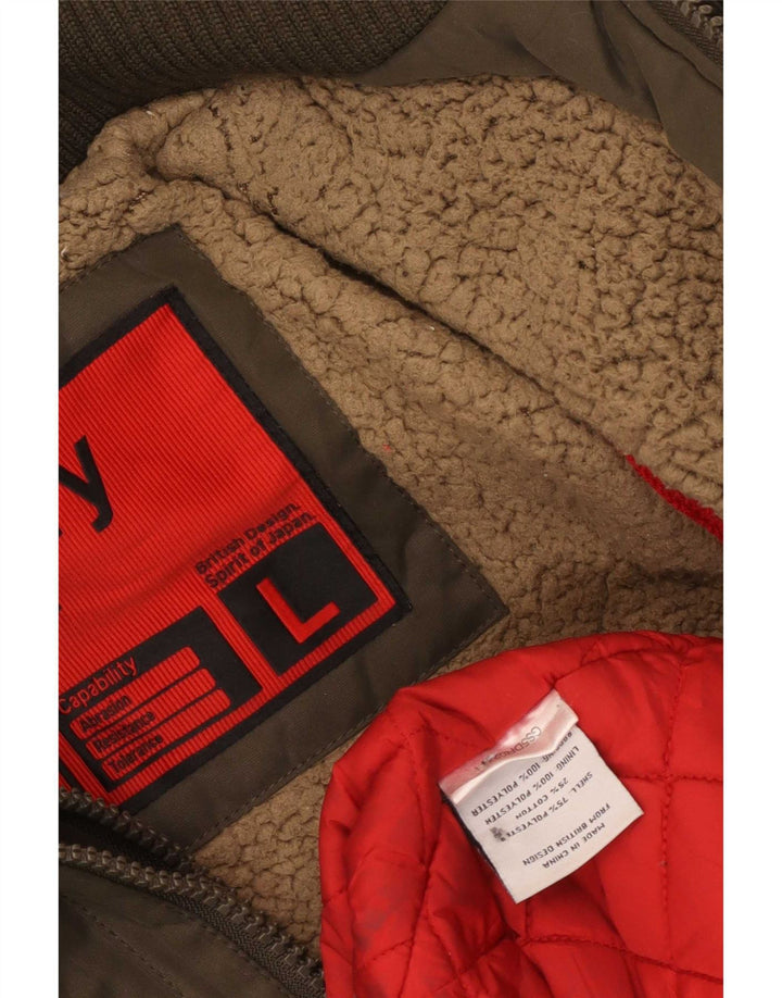 Superdry Veste Parka À Capuche Femme UK 40 Large Marron Polyester