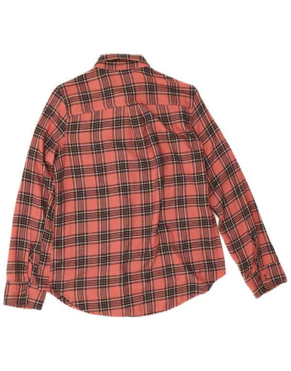 Hollister Chemise en flanelle coupe Boyfriend pour femme UK 10 petit viscose à carreaux rose
