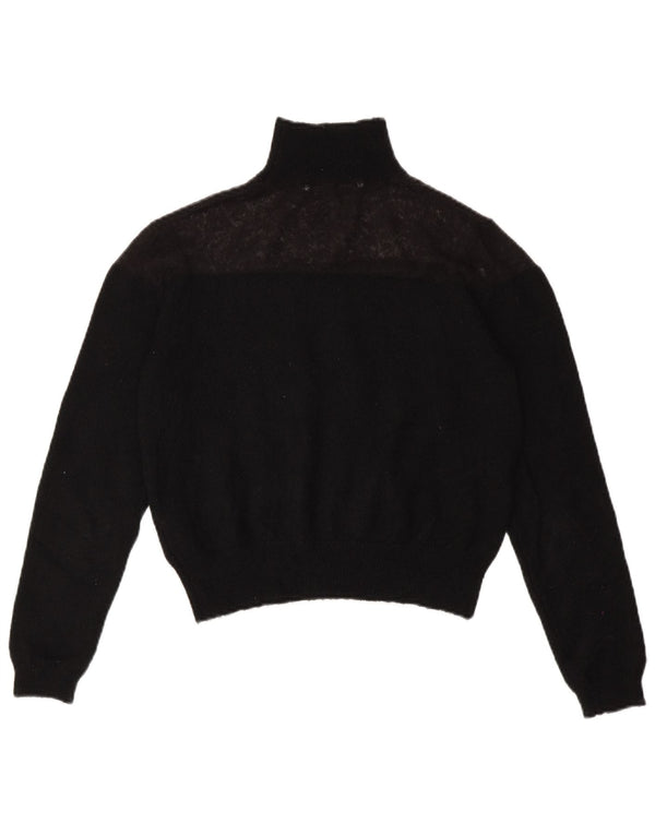 Zara Pull court à col roulé pour femme UK 10 Petit Noir Polyester
