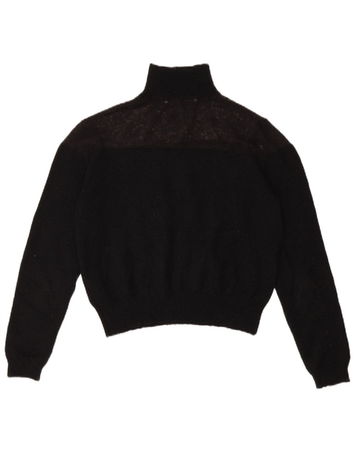 Zara Pull court à col roulé pour femme UK 10 Petit Noir Polyester