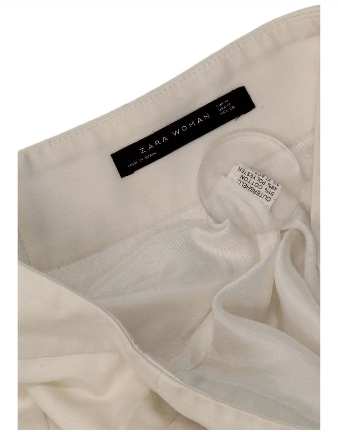 Zara Femme Mini Jupe Moyenne W28 Coton Blanc