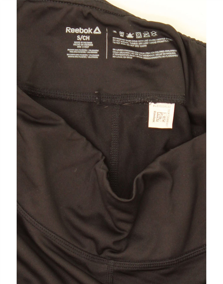 REEBOK Womens Capri Leggings UK 8 Small  Black Polyester Vintage Reebok and Second-Hand Reebok from Messina Hembry 