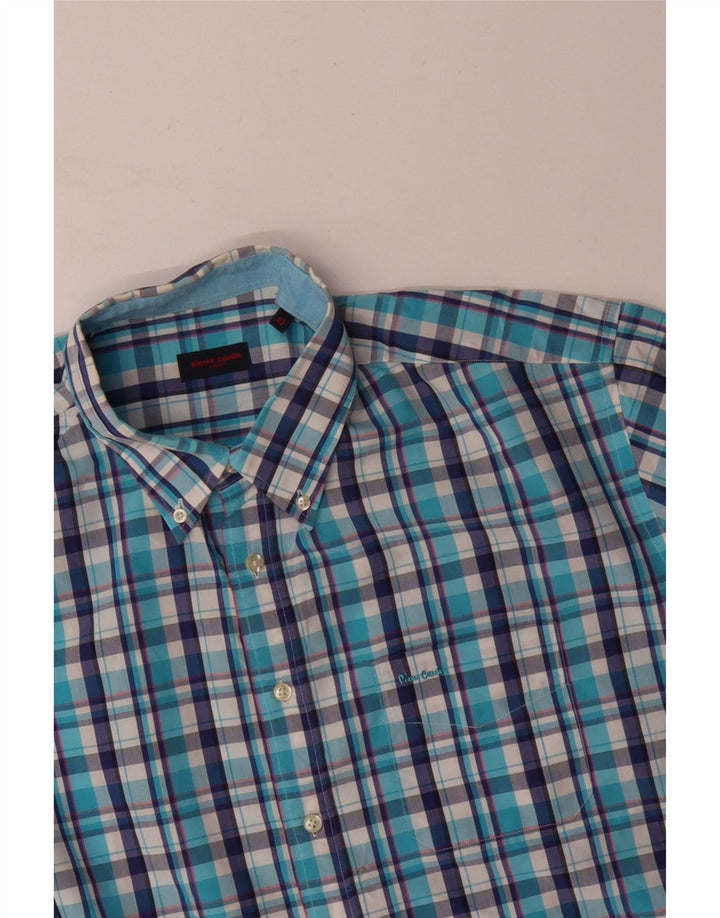 PIERRE CARDIN Chemise Homme Taille 47 2XL Bleu Carreaux