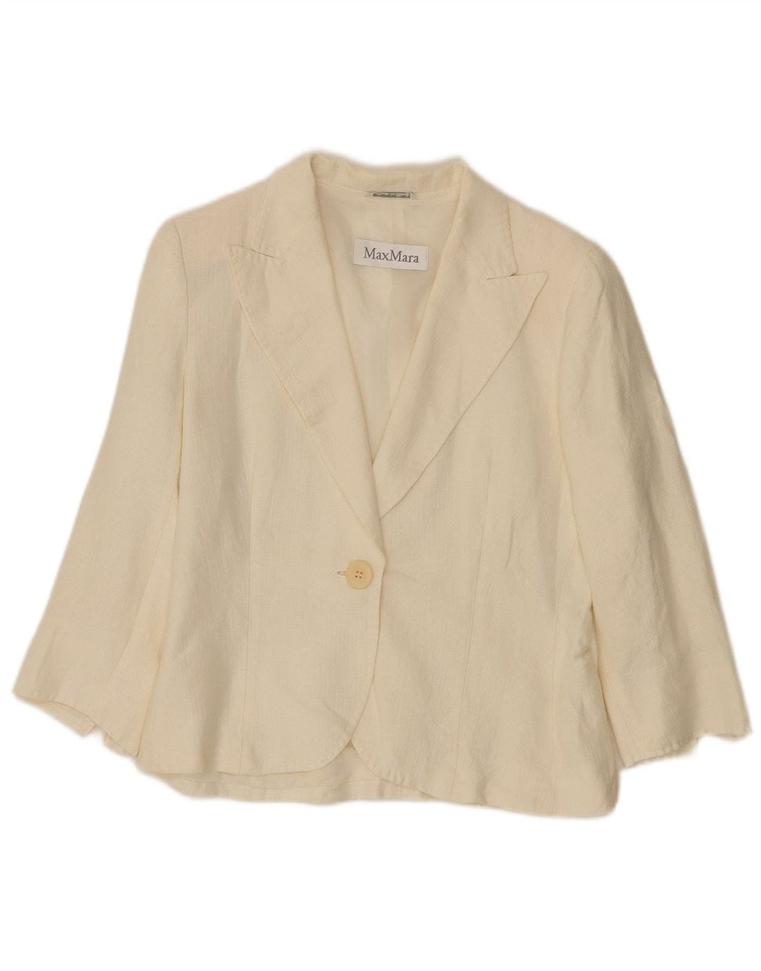 Max Mara Veste Blazer 3 Boutons 1 Bouton pour Femme UK 10 Petit Lin Blanc Cassé