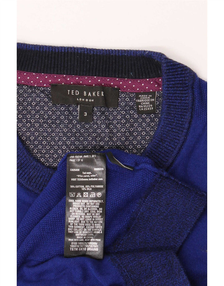 Ted Baker Pull à col rond pour homme Taille 3 Bleu marine moyen Coton