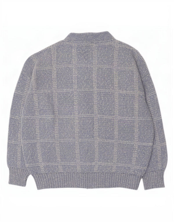 Rodes Cardigan Pull XL Bleu Carreaux Acrylique Homme