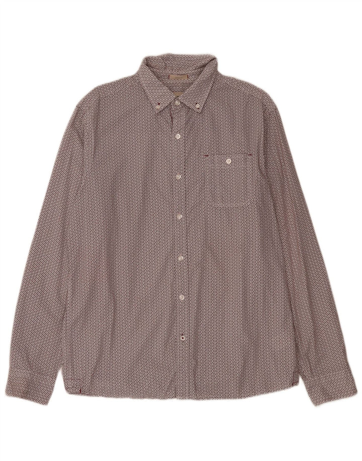 WHITE STUFF Mens Abstract Pattern Classic Fit Shirt Medium Burgundy Cotton
