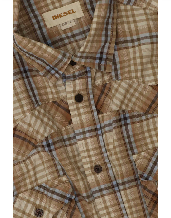 Diesel Chemise Homme Grand Carreau Beige
