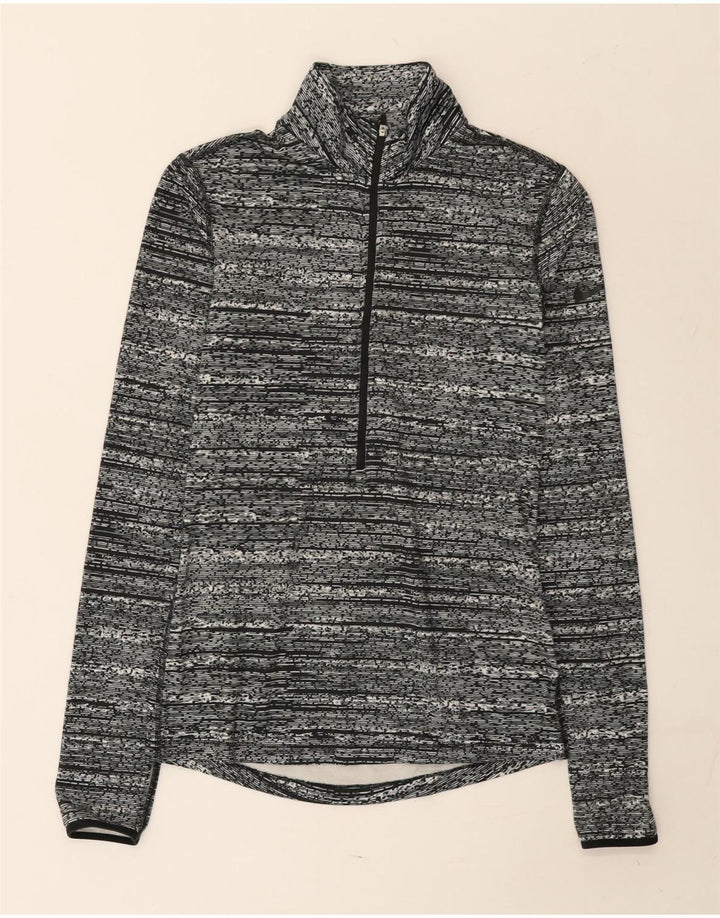 Nike Haut à col zippé à manches longues pour homme Petit polyester moucheté gris
