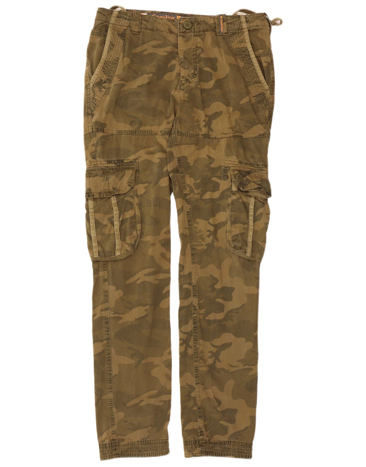 Superdry Pantalon Cargo Droit Moyen W34 L33 Kaki Camouflage