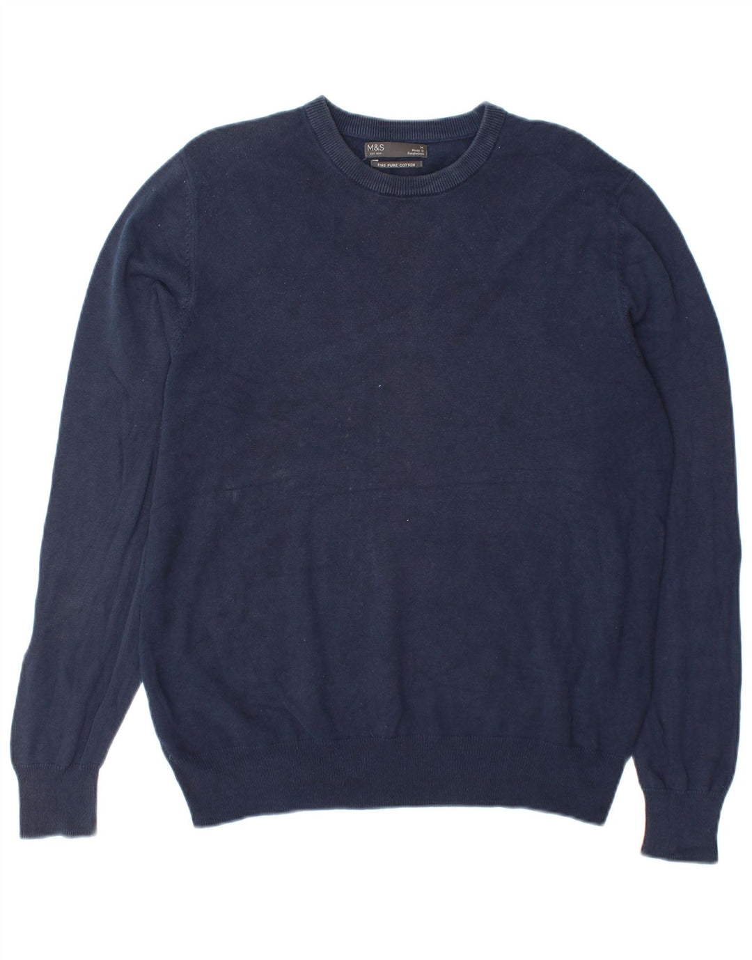 Marks & Spencer Pull col rond homme bleu marine moyen coton
