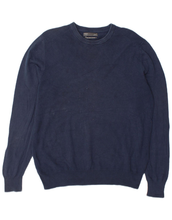 Marks & Spencer Pull col rond homme bleu marine moyen coton