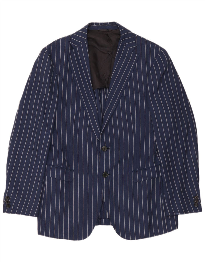 Burberry Veste blazer à 2 boutons pour homme IT 48 en laine à fines rayures bleu marine moyen