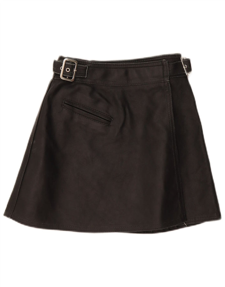 VINTAGE Jupe portefeuille en cuir pour femme W22 2XS Noir