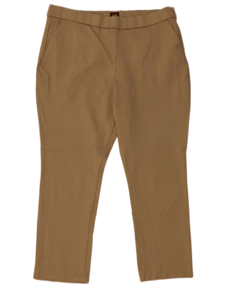 LEE Pantalon court slim pour femme US 14 XL W36 L25 Rayonne Beige