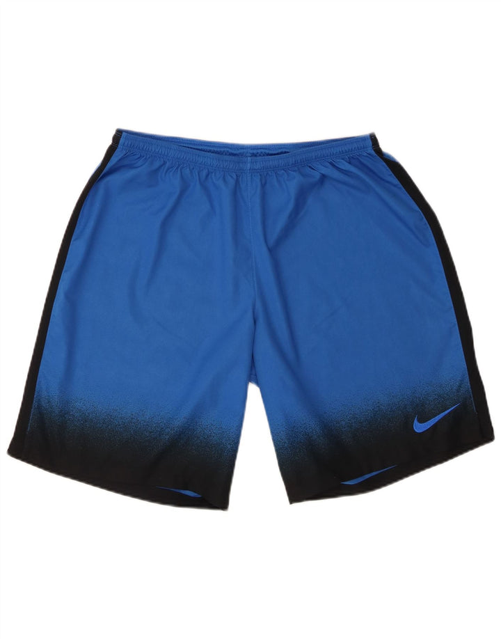 Nike Short de sport Dri Fit pour homme en polyester color block Bleu Taille L