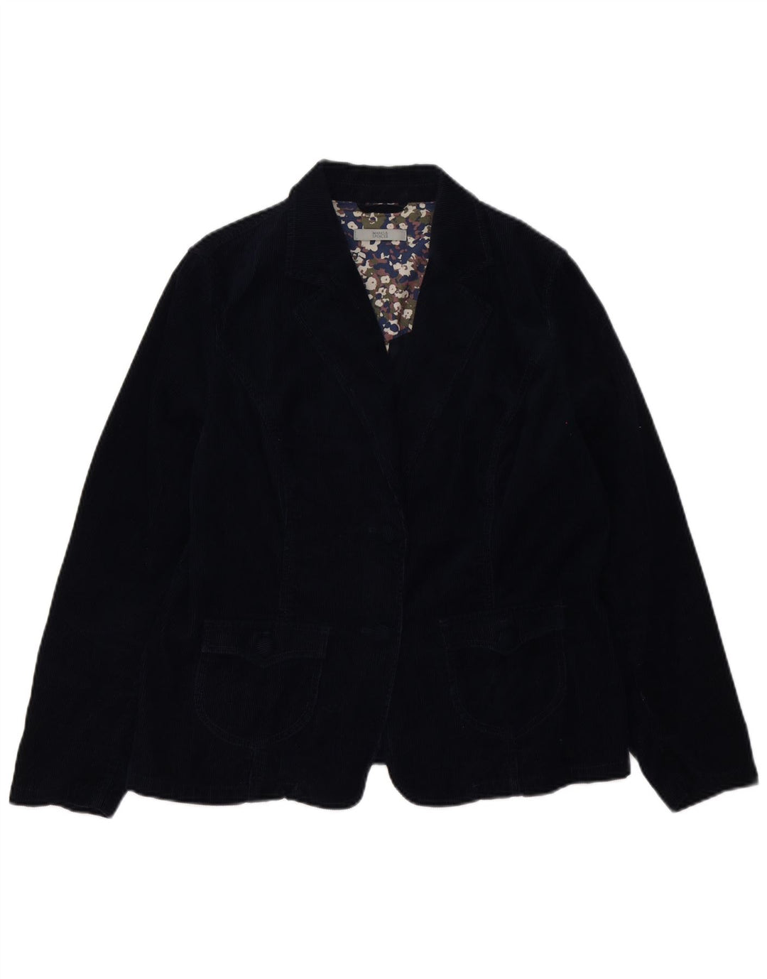 Marks & Spencer Veste blazer en velours côtelé à 2 boutons pour femme UK 18 XL Bleu marine