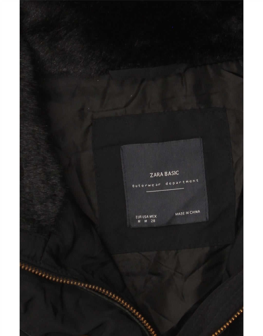 Zara Manteau rembourré pour femme UK 14 Medium Noir